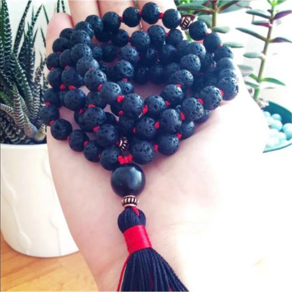 GROUNDING Lava Stone Mala necklace 8mm - Picture 2 of 7